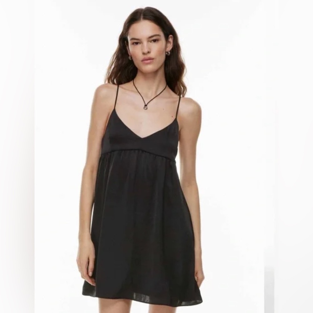 Aritzia Wilfred Lover Satin Mini Dress Black, Large